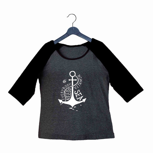 Travel Wanderlust Everybody needs Vitamin Sea Custom Printed Graphic Design Raglan T-Shirt for Women